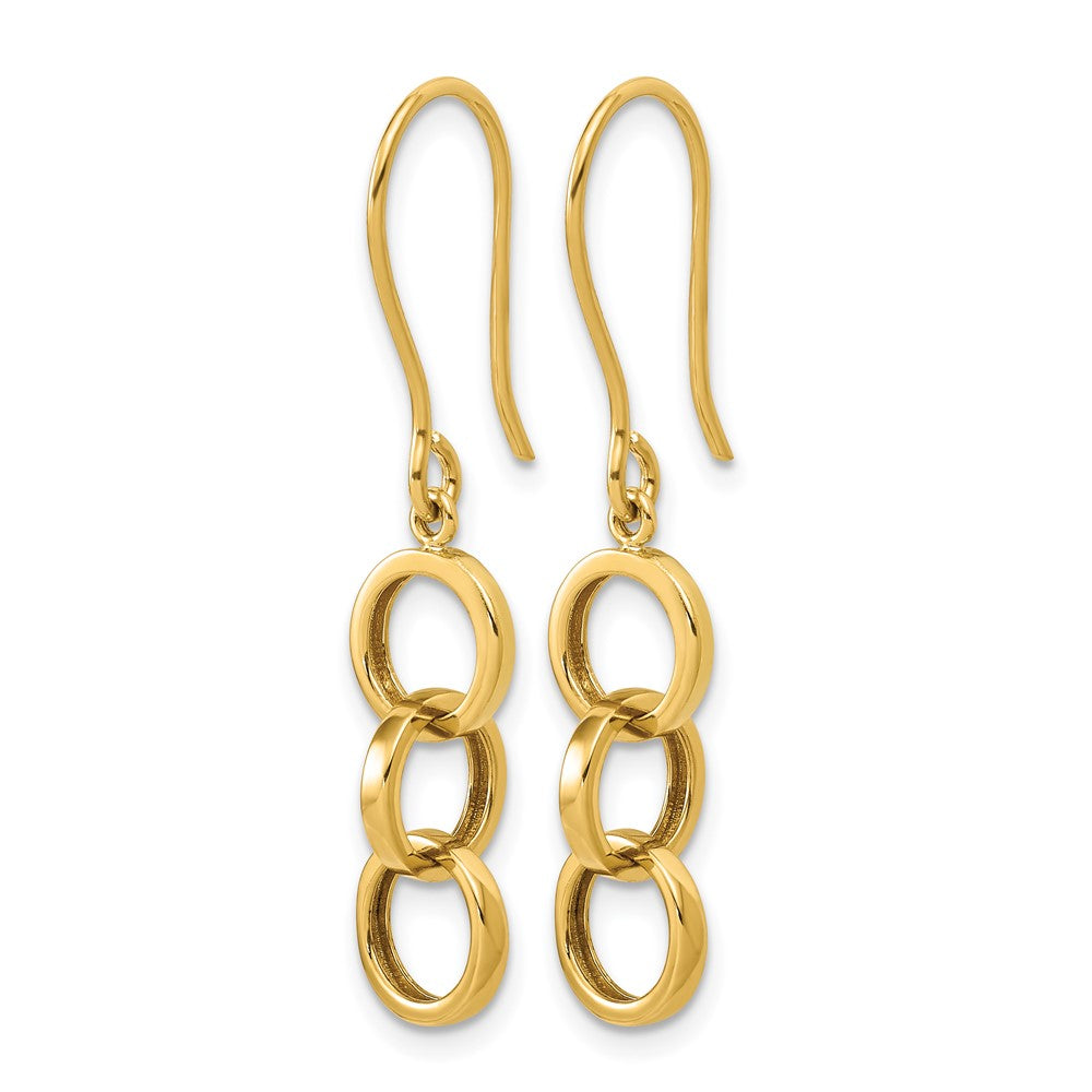14K Polished Circles Dangle Shepard Hook Earrings