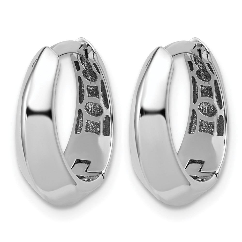 14K White Gold Polished Hinged Hoop Earrings