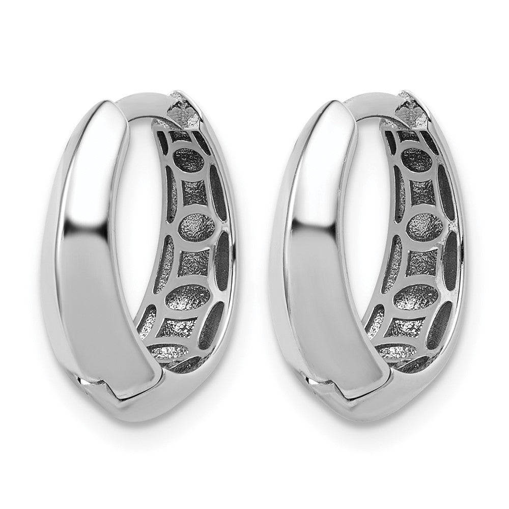 14K White Gold Polished Hinged Hoop Earrings