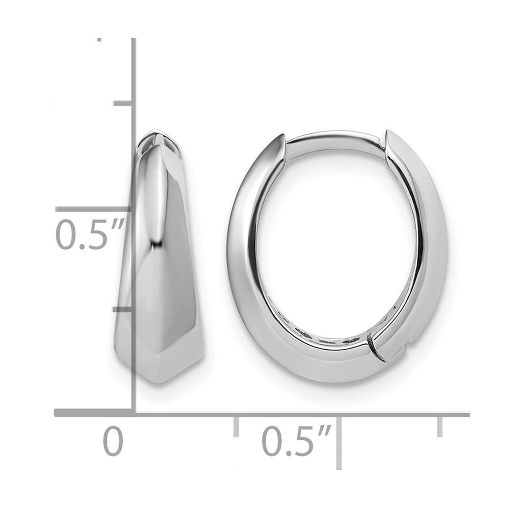 14K White Gold Polished Hinged Hoop Earrings