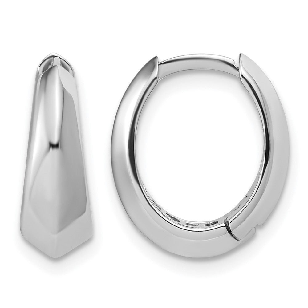 14K White Gold Polished Hinged Hoop Earrings