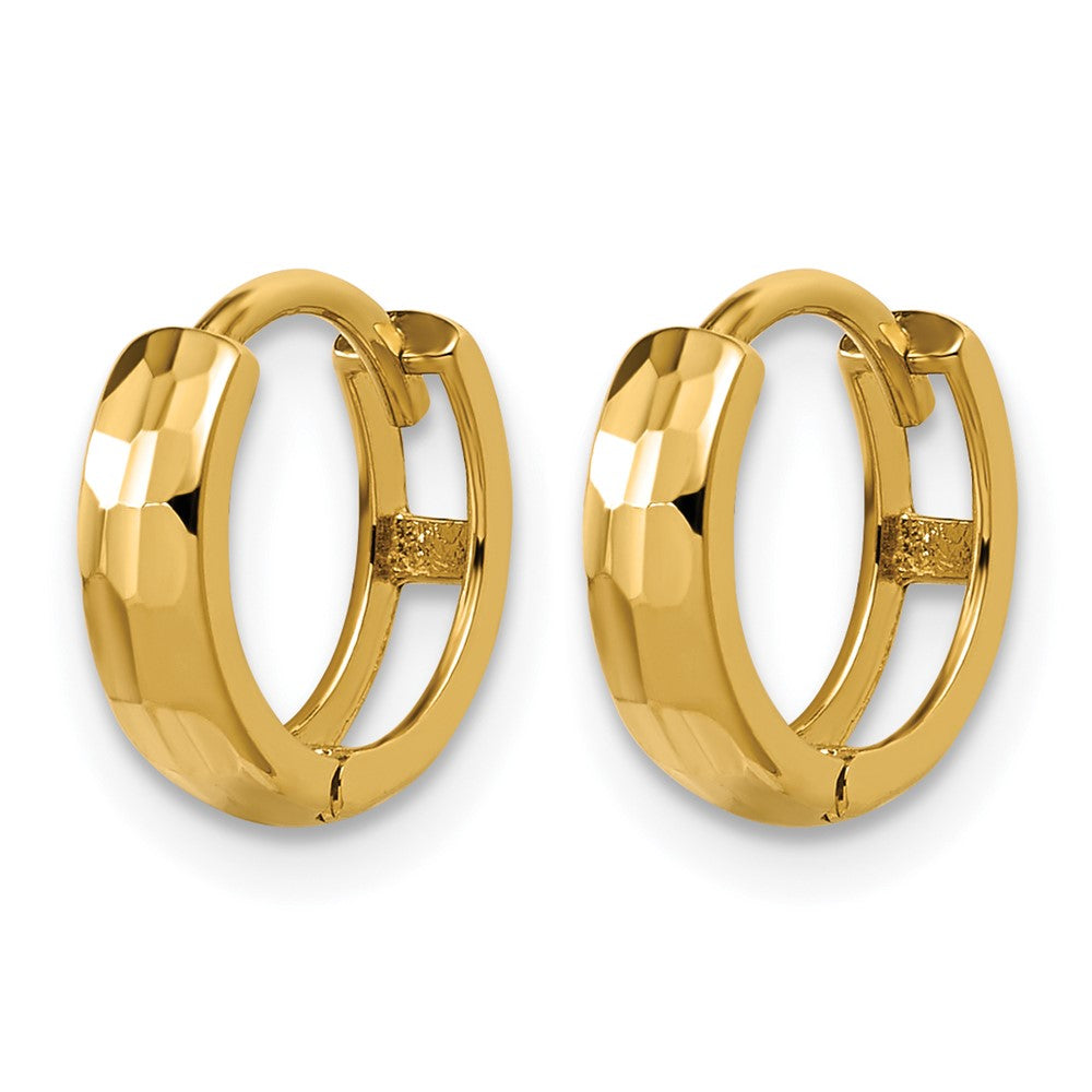 14K Polished and D/C Huggie Hoop Earrings