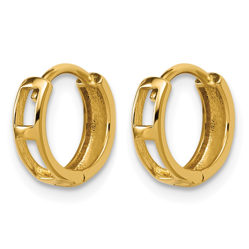 14K Polished and D/C Huggie Hoop Earrings