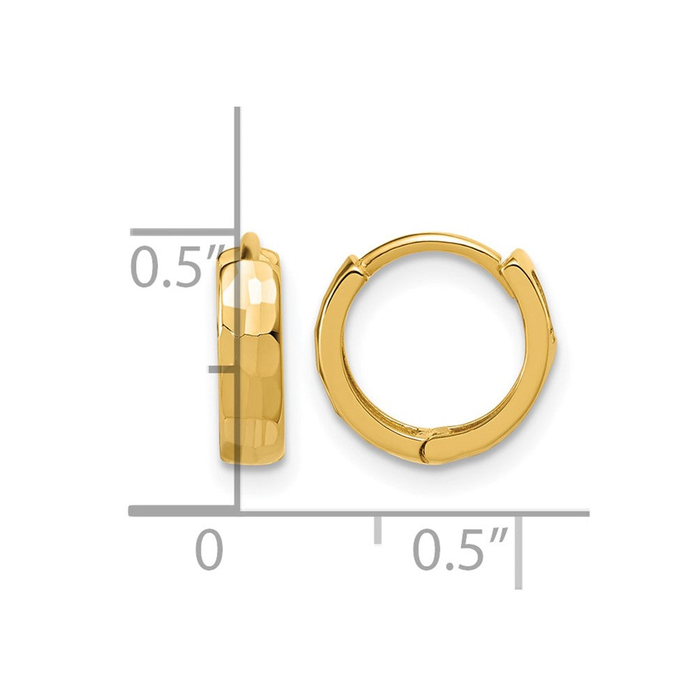 14K Polished and D/C Huggie Hoop Earrings