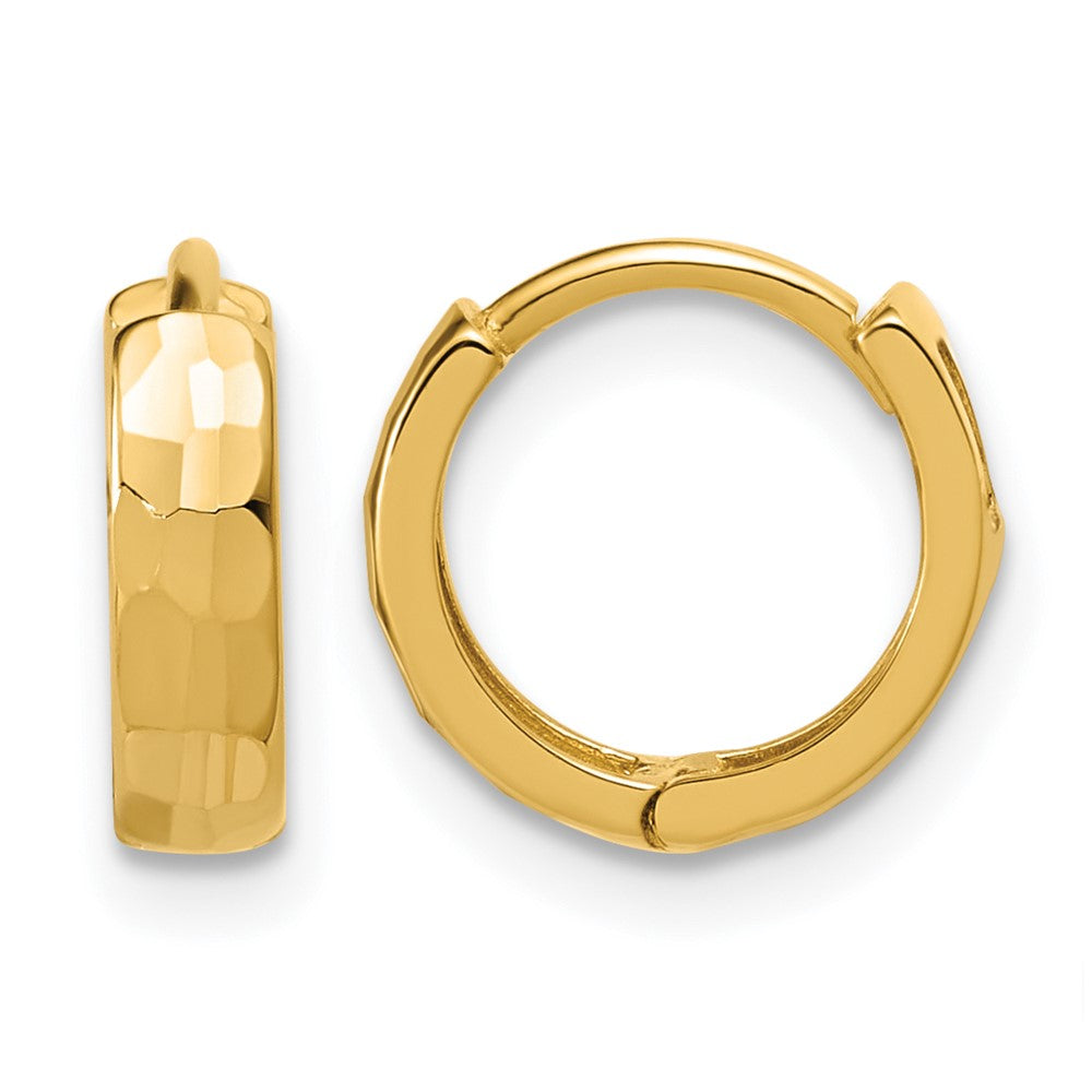 14K Polished and D/C Huggie Hoop Earrings