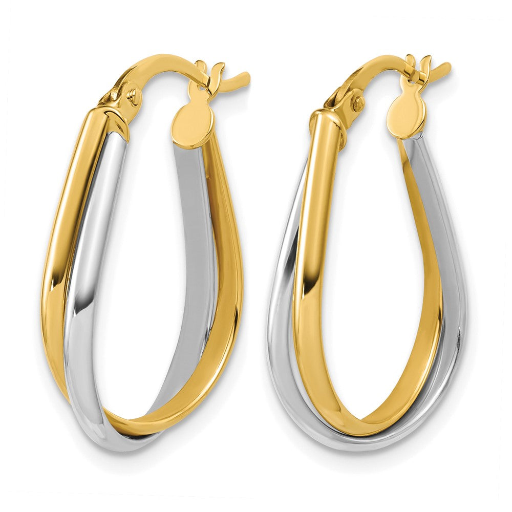 14K w/Rhodium Twisted Hoop Earrings