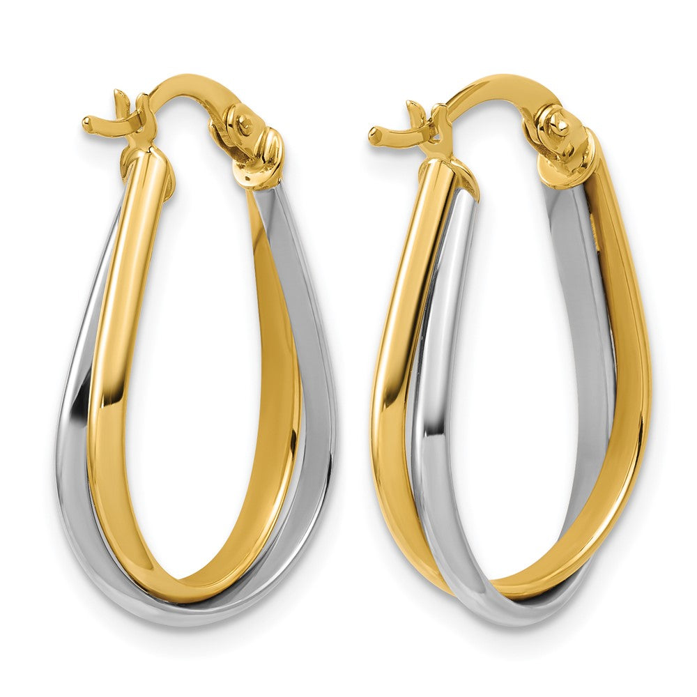 14K w/Rhodium Twisted Hoop Earrings