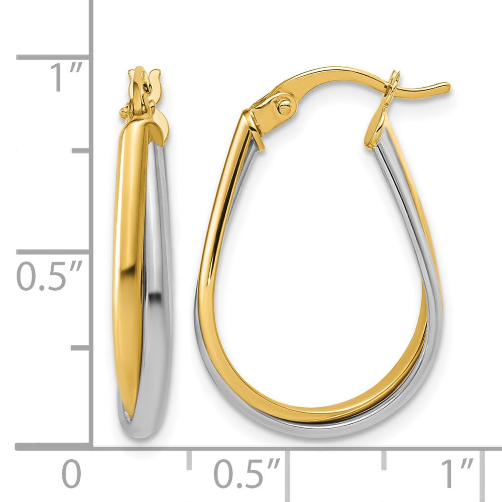 14K w/Rhodium Twisted Hoop Earrings