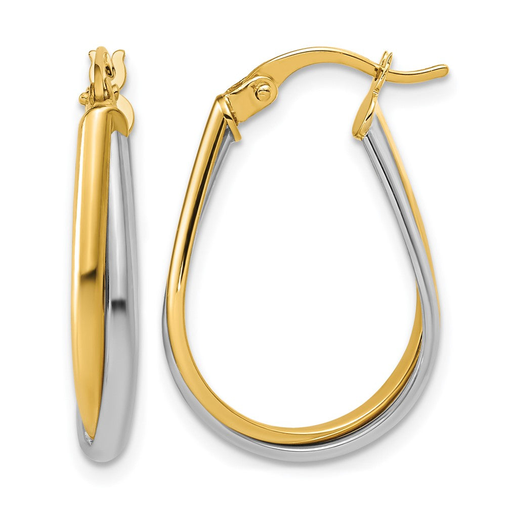 14K w/Rhodium Twisted Hoop Earrings