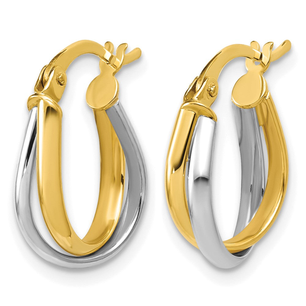 14K w/Rhodium Twisted Hoop Earrings