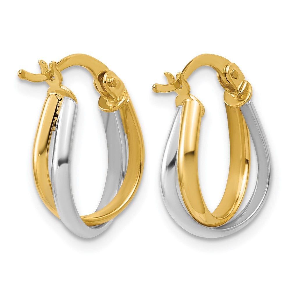 14K w/Rhodium Twisted Hoop Earrings