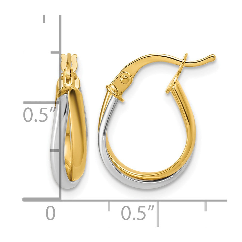 14K w/Rhodium Twisted Hoop Earrings