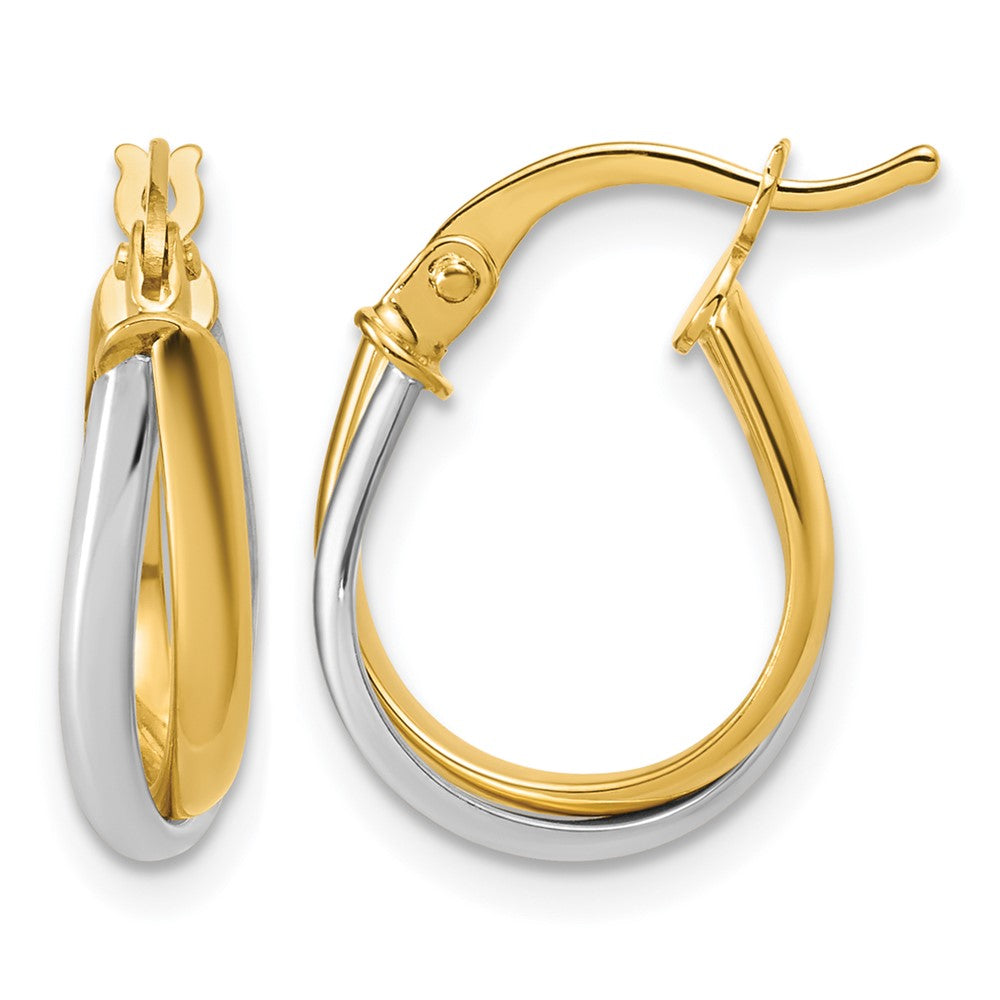 14K w/Rhodium Twisted Hoop Earrings