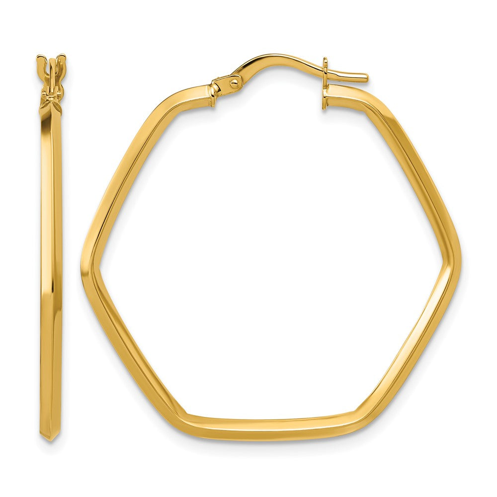 14K Polished Geometric Hoop Earrings