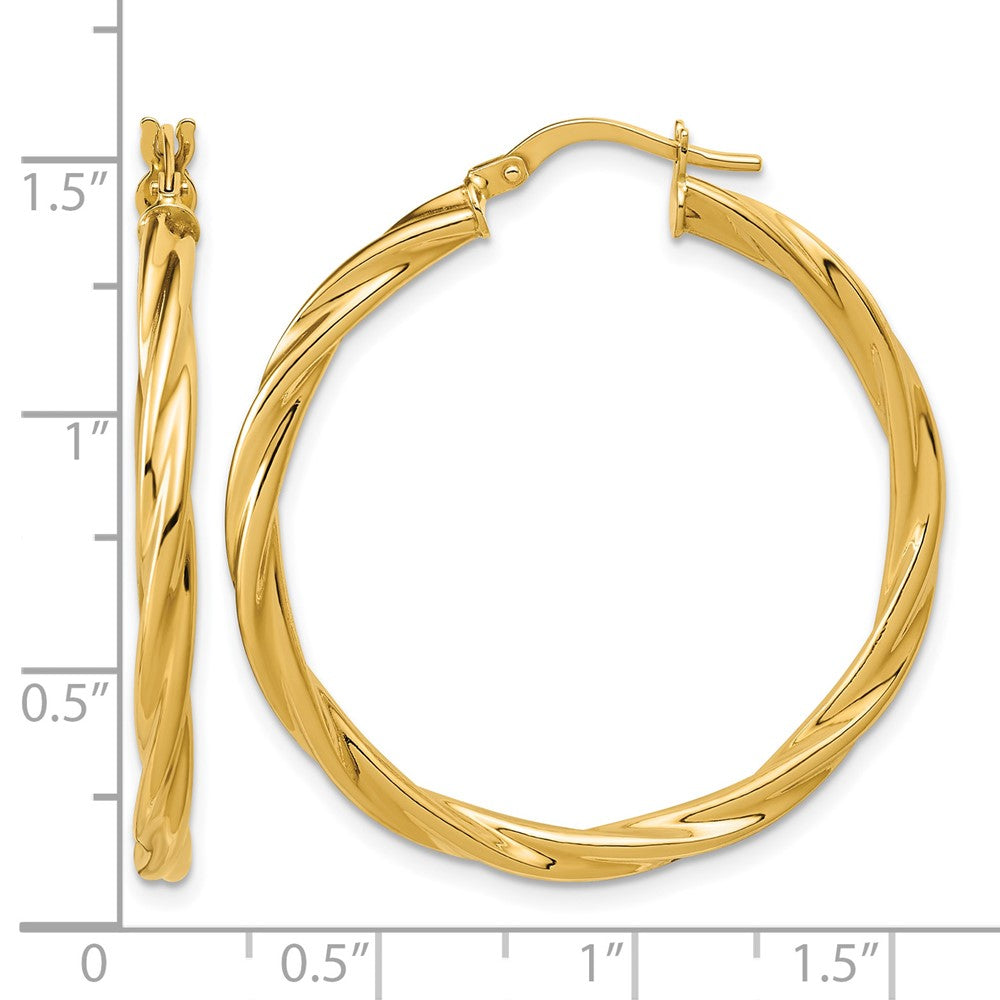 14K Polished Twisted Round Hoop Earrings