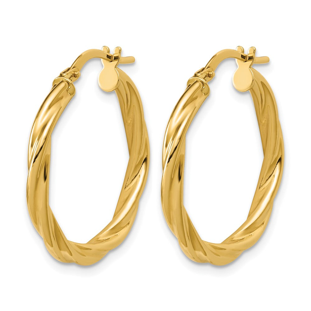 14K Polished Twisted Round Hoop Earrings