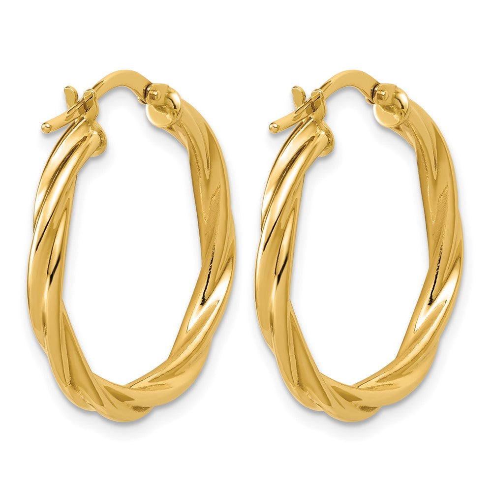 14K Polished Twisted Round Hoop Earrings