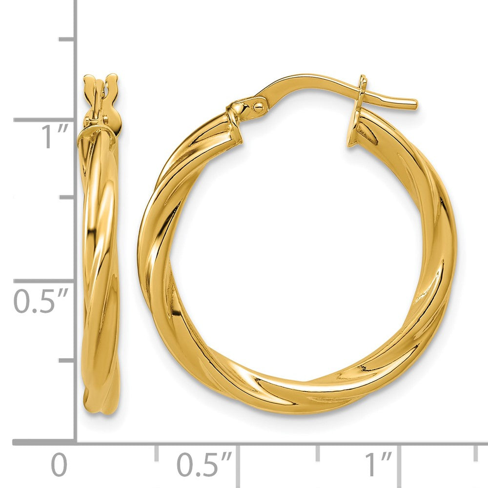 14K Polished Twisted Round Hoop Earrings