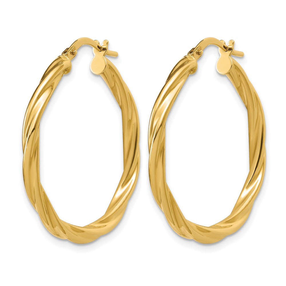 14K Polished Twisted Round Hoop Earrings