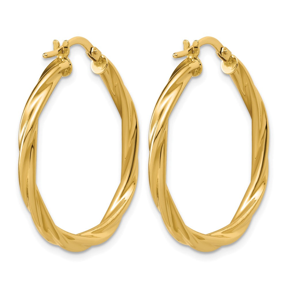 14K Polished Twisted Round Hoop Earrings