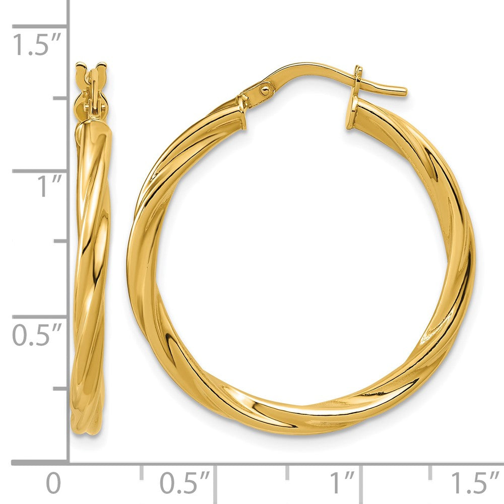 14K Polished Twisted Round Hoop Earrings