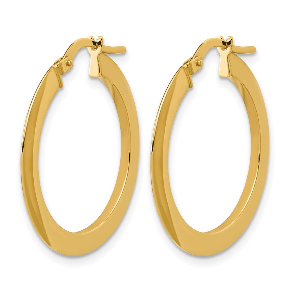 14K Polished Flat Tube Hoop Earrings