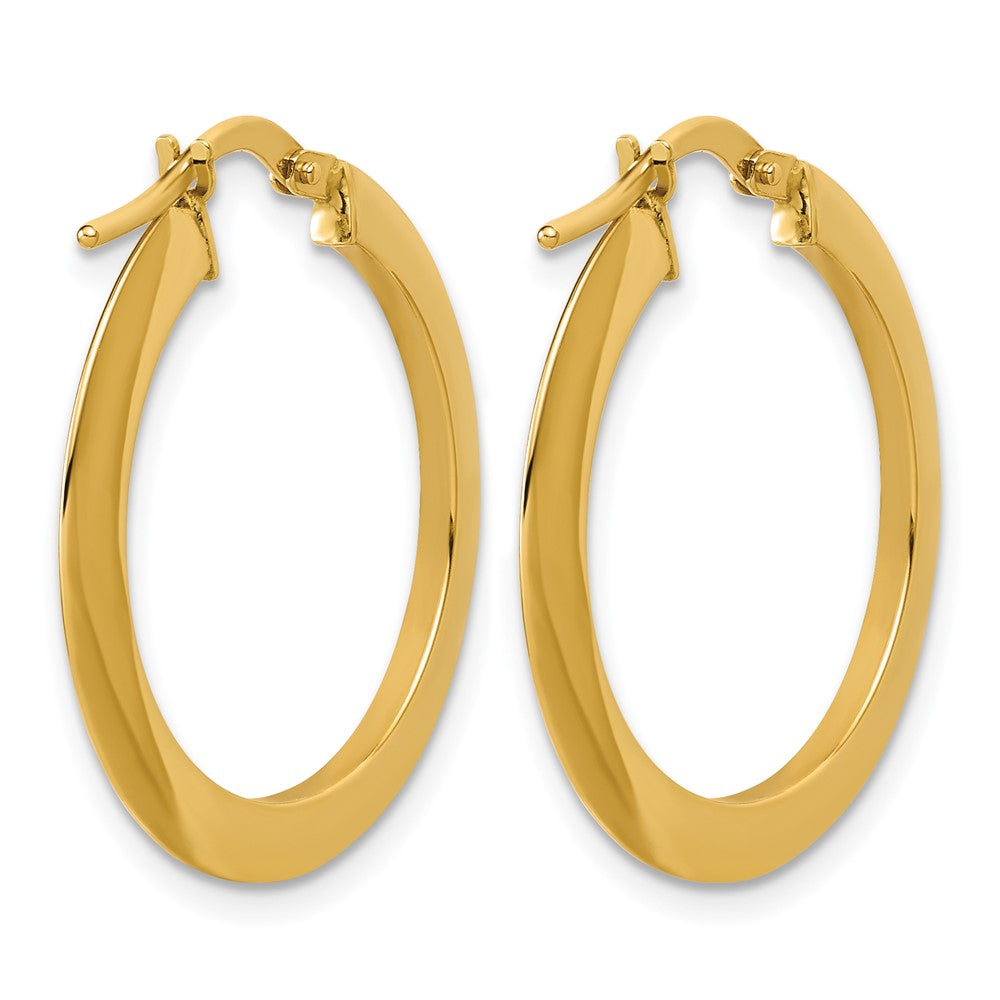 14K Polished Flat Tube Hoop Earrings
