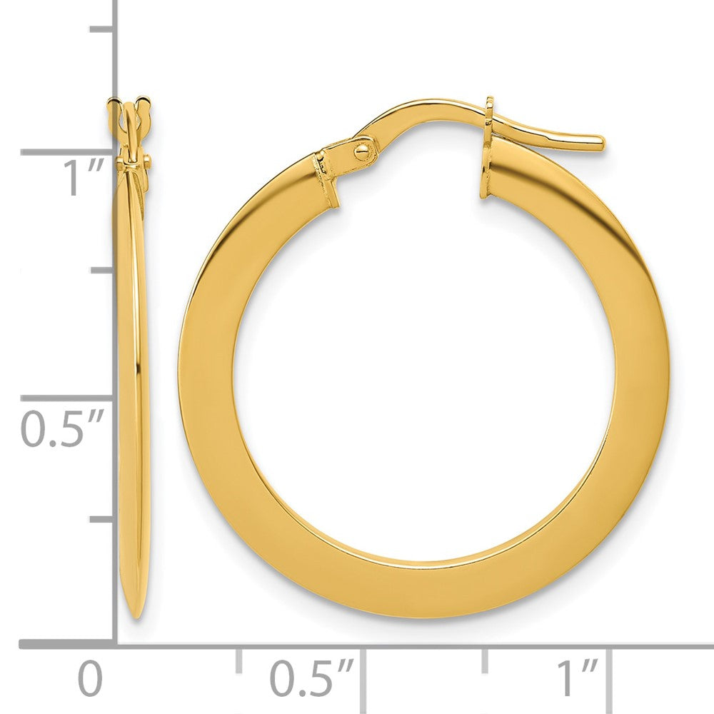 14K Polished Flat Tube Hoop Earrings