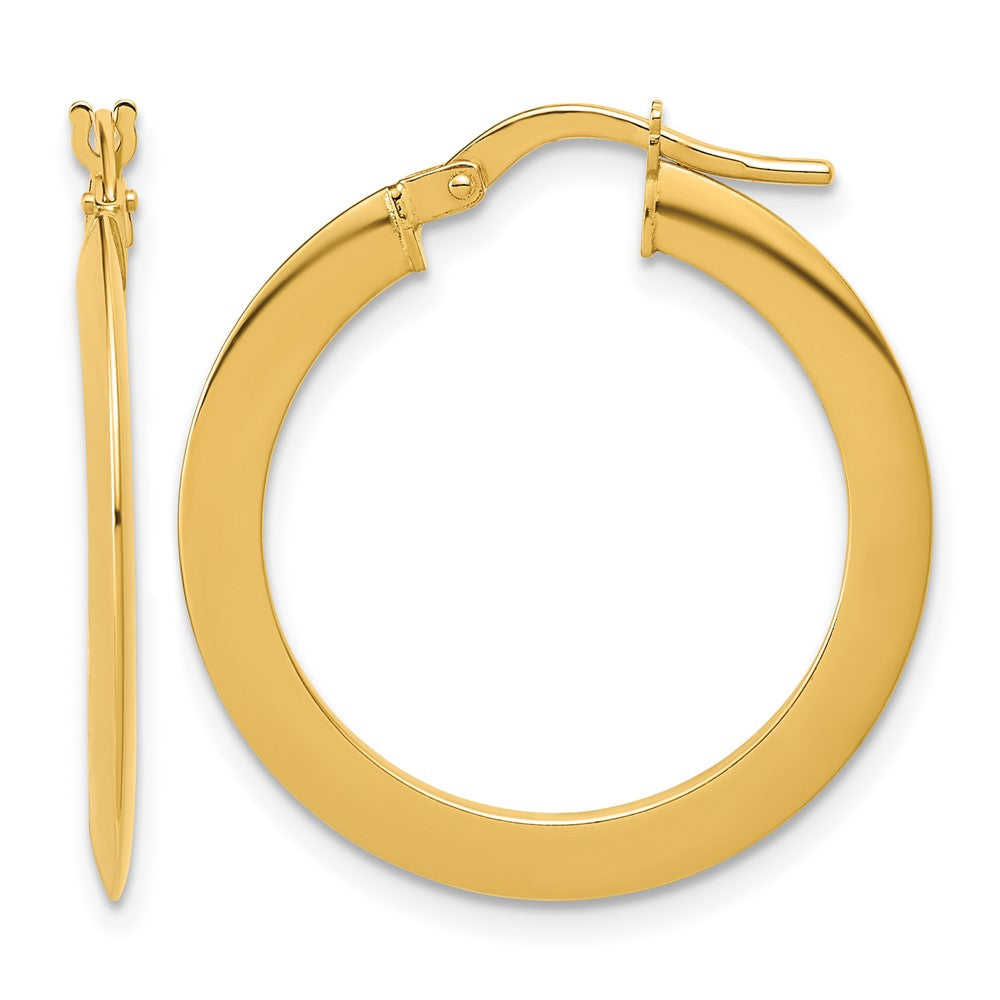 14K Polished Flat Tube Hoop Earrings