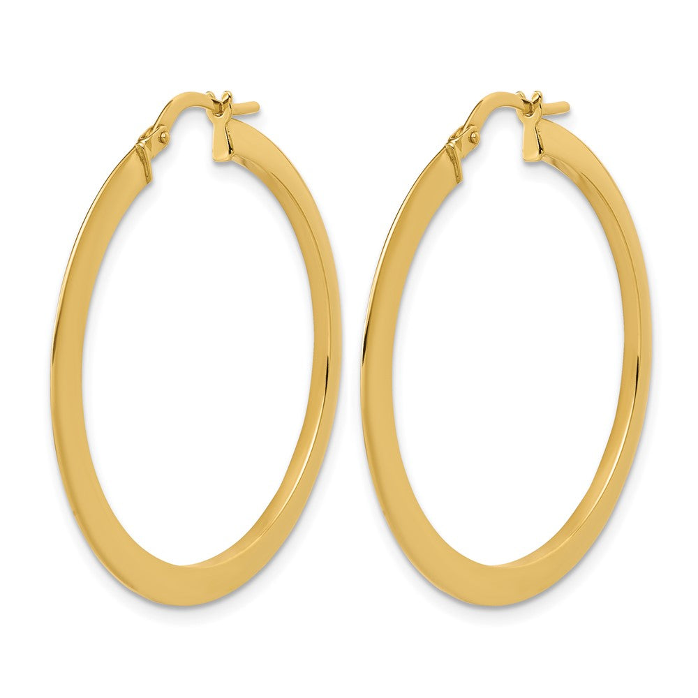14K Polished Flat Tube Hoop Earrings