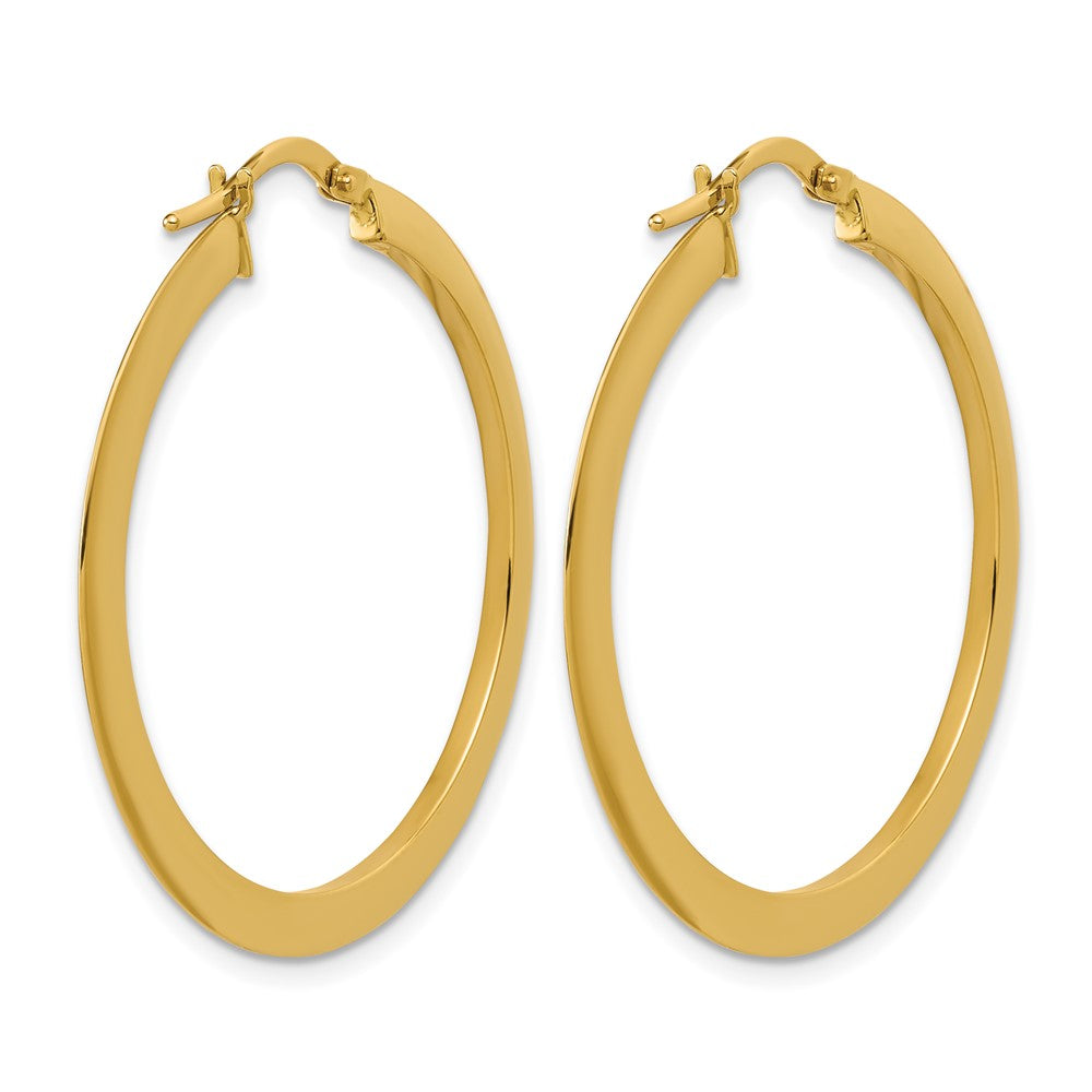 14K Polished Flat Tube Hoop Earrings
