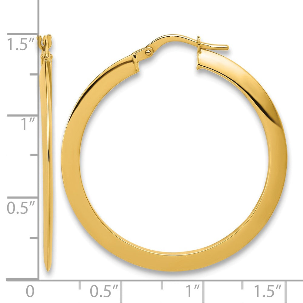14K Polished Flat Tube Hoop Earrings