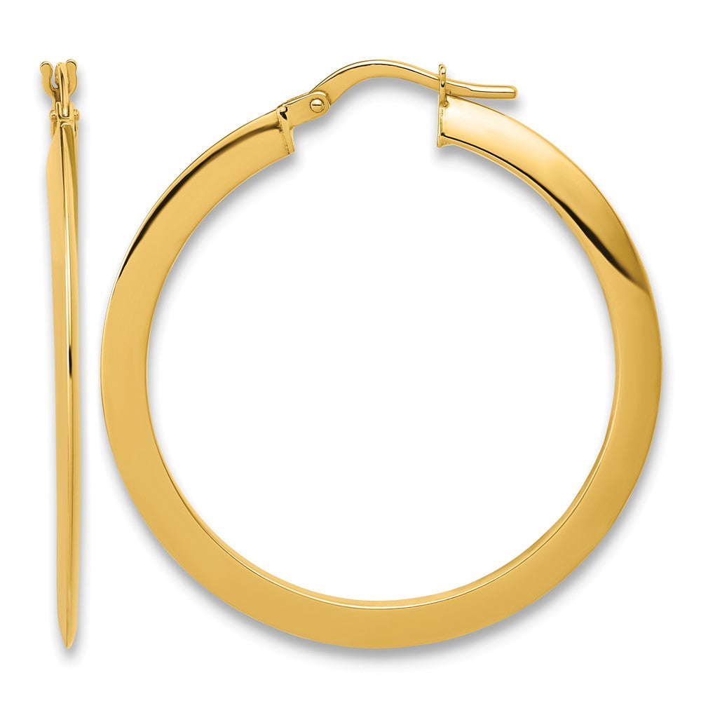 14K Polished Flat Tube Hoop Earrings