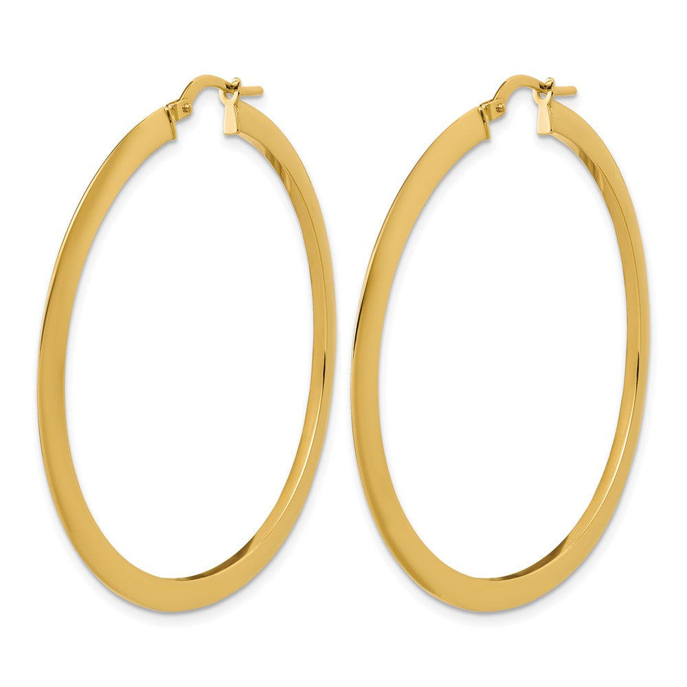 14K Polished Flat Tube Hoop Earrings
