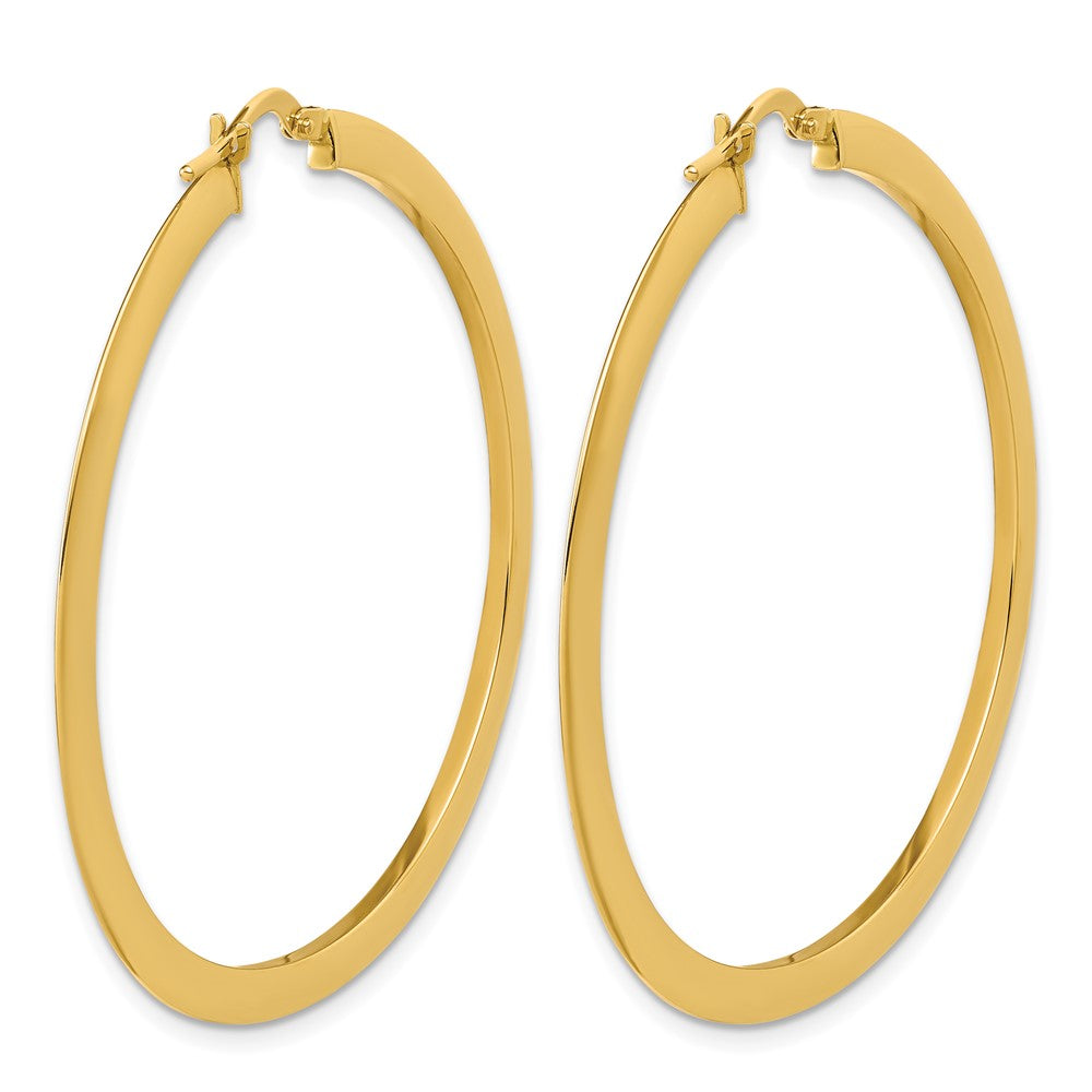 14K Polished Flat Tube Hoop Earrings