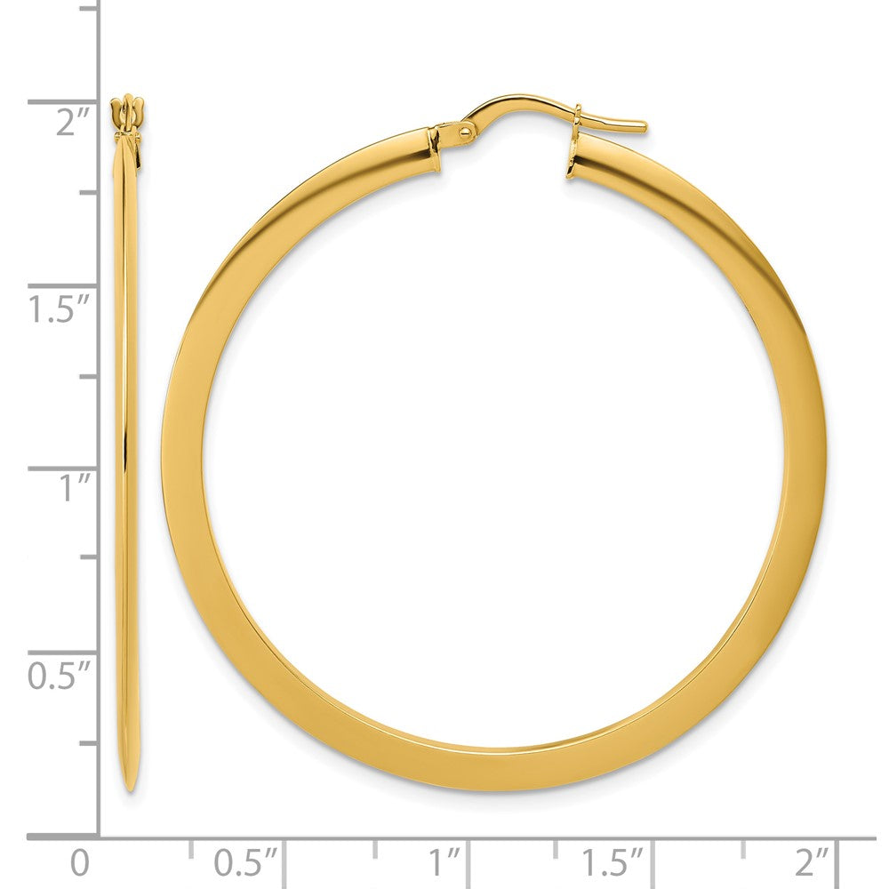 14K Polished Flat Tube Hoop Earrings