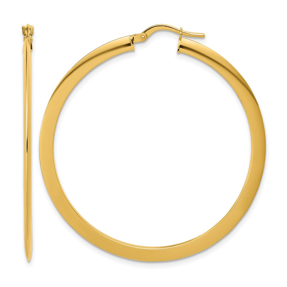14K Polished Flat Tube Hoop Earrings