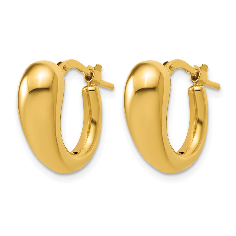 14K Polished Hollow Puffed Hoop Earrings
