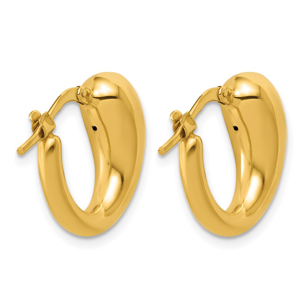 14K Polished Hollow Puffed Hoop Earrings