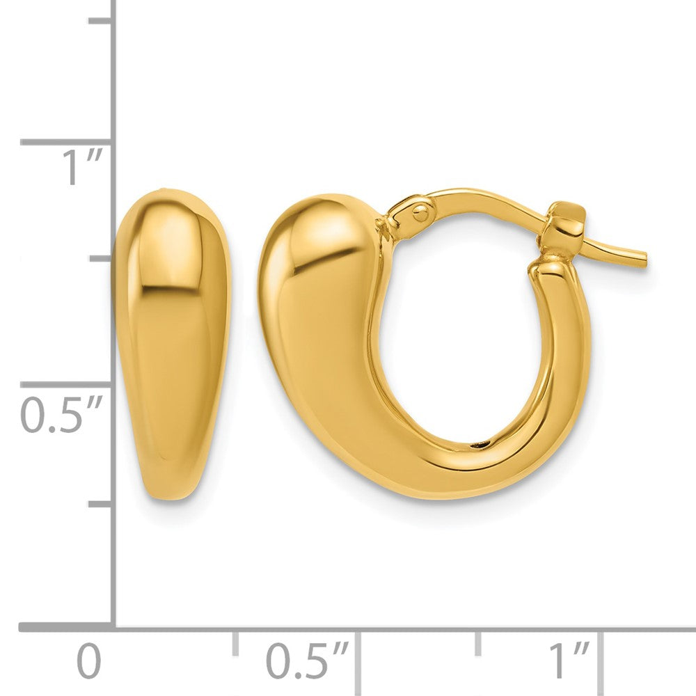 14K Polished Hollow Puffed Hoop Earrings