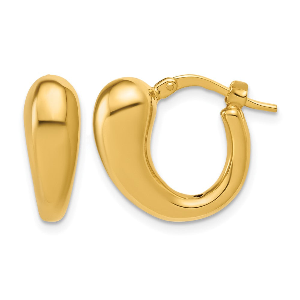 14K Polished Hollow Puffed Hoop Earrings