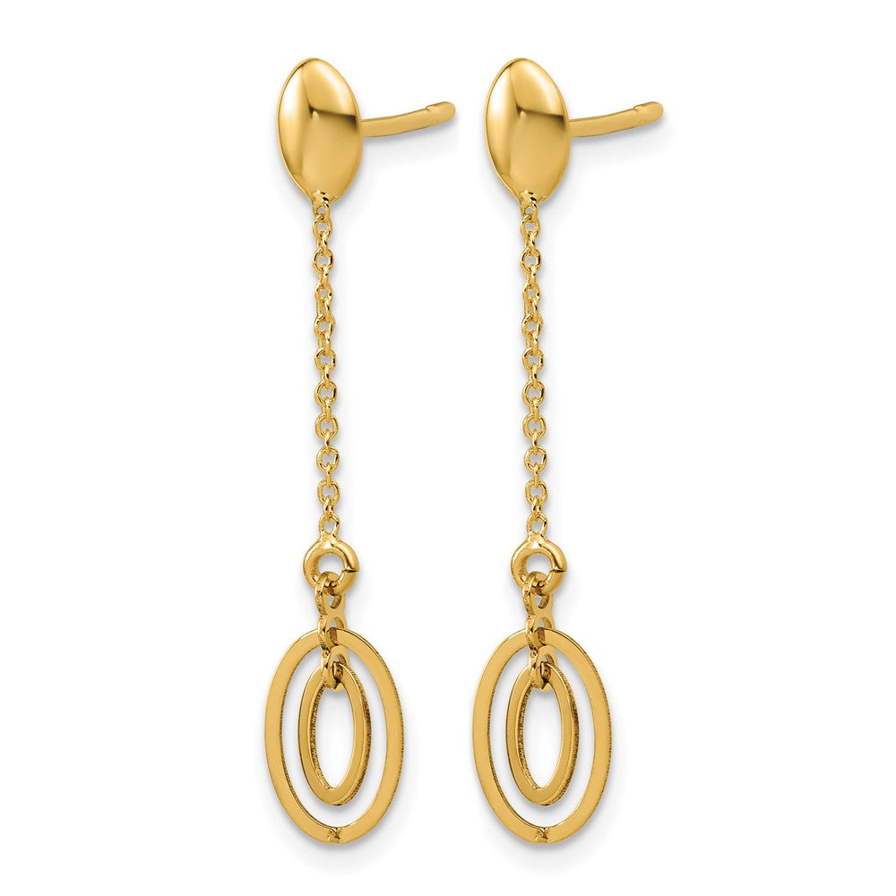 14K Polished Fancy Oval Dangle Post Earrings