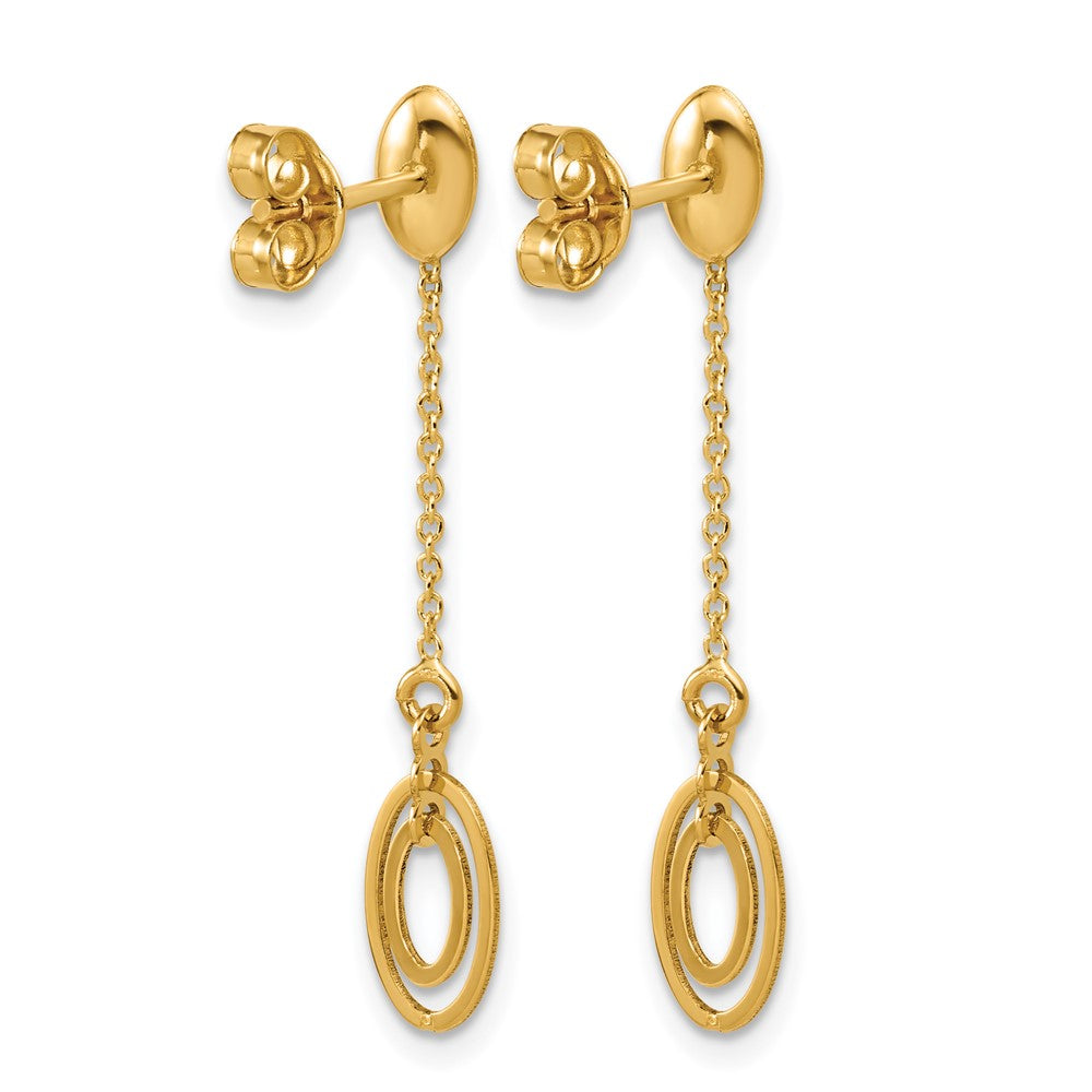 14K Polished Fancy Oval Dangle Post Earrings