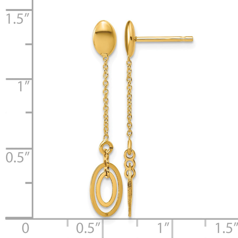 14K Polished Fancy Oval Dangle Post Earrings