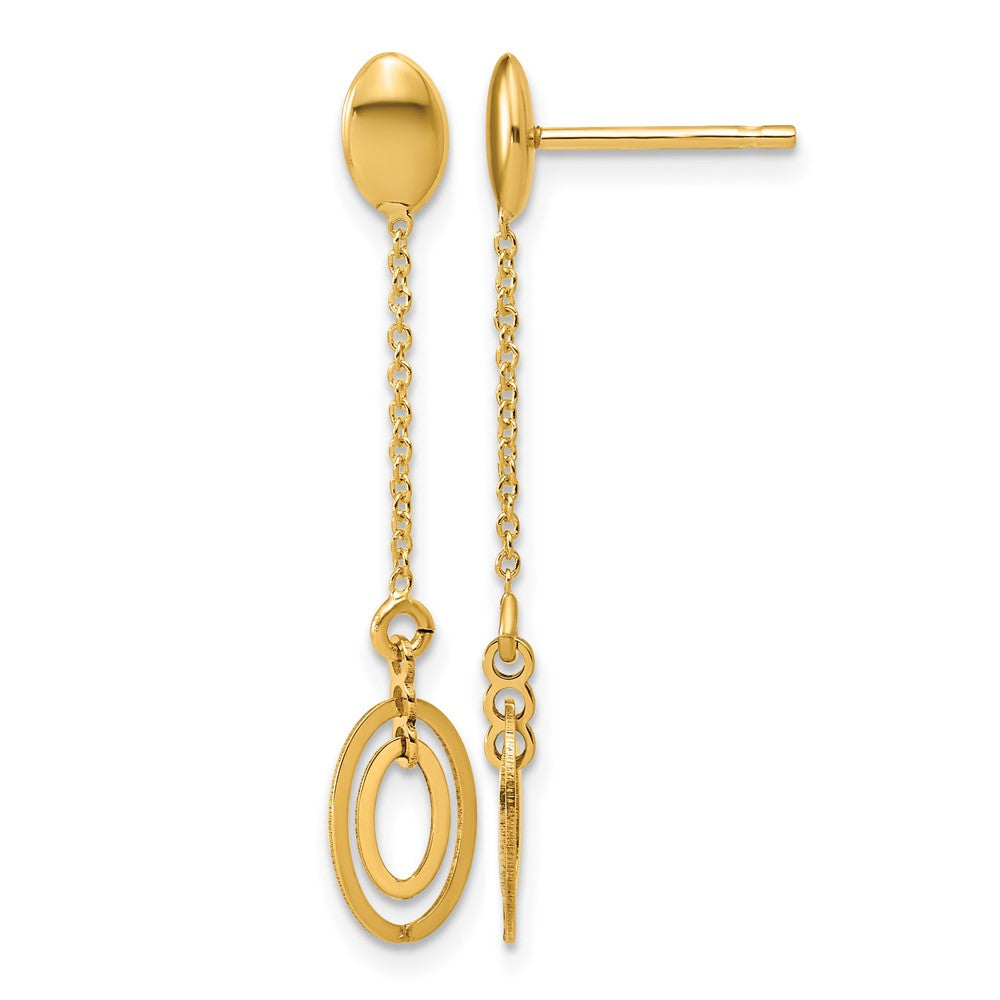 14K Polished Fancy Oval Dangle Post Earrings