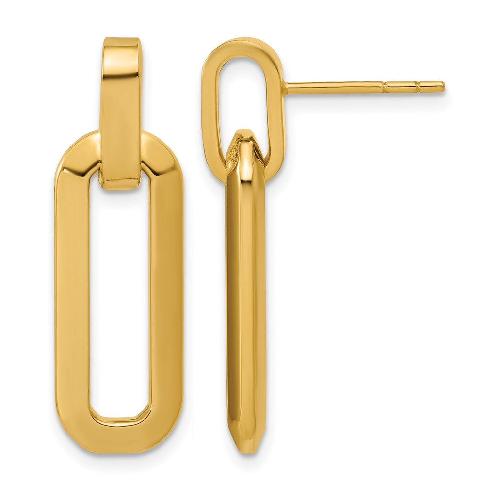14K Polished Fancy Link Dangle Post Earrings