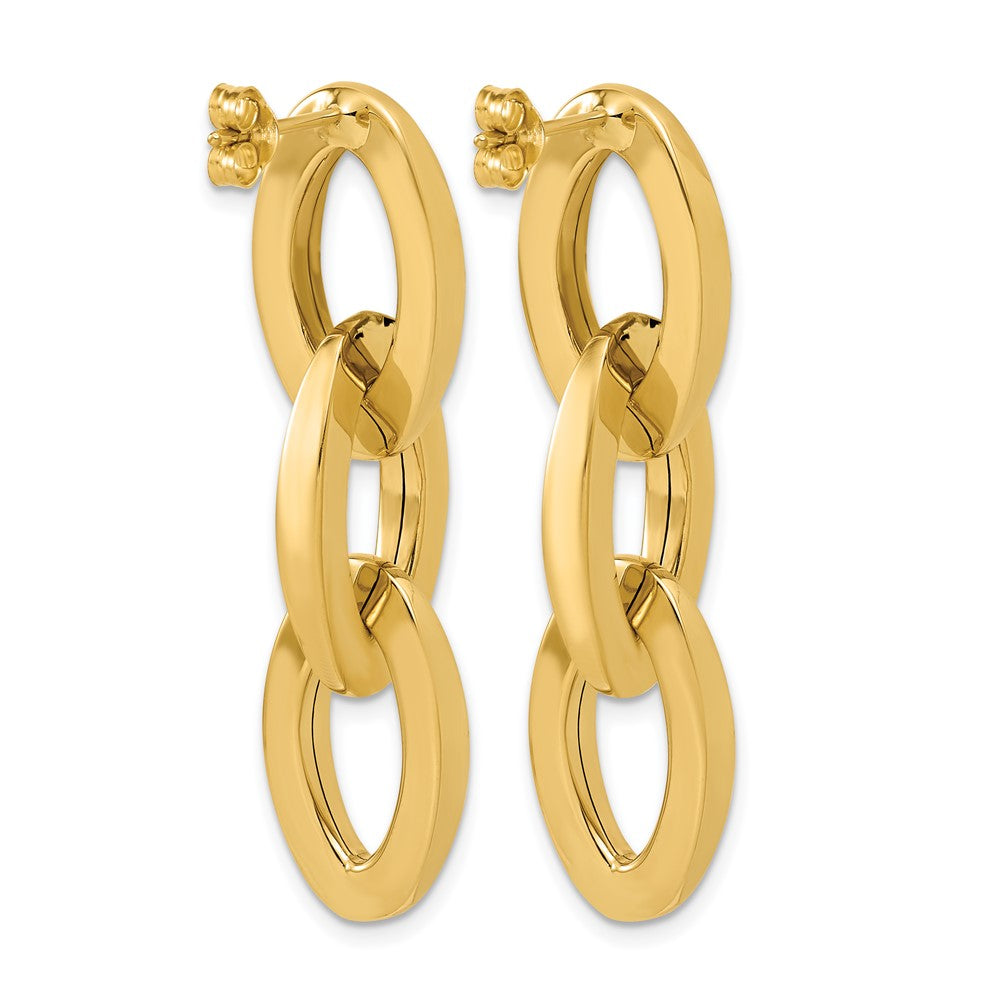 14K Polished Fancy Link Dangle Post Earrings