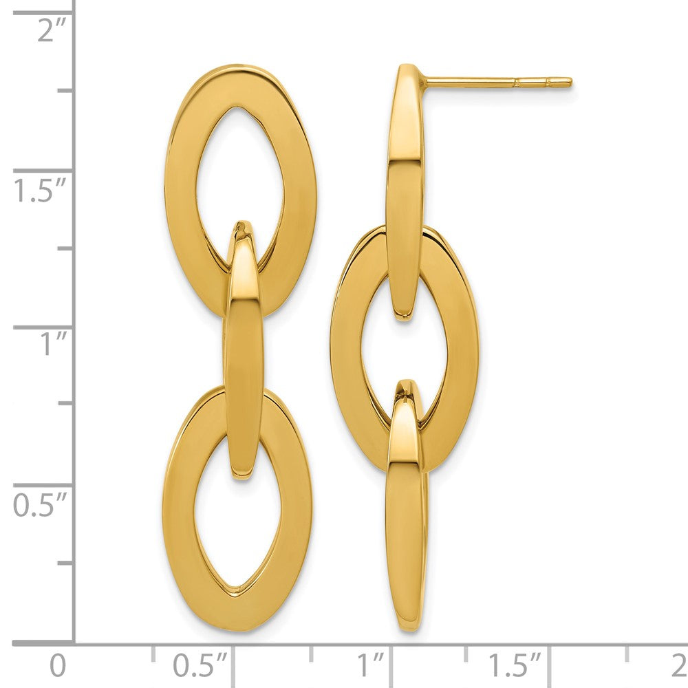 14K Polished Fancy Link Dangle Post Earrings