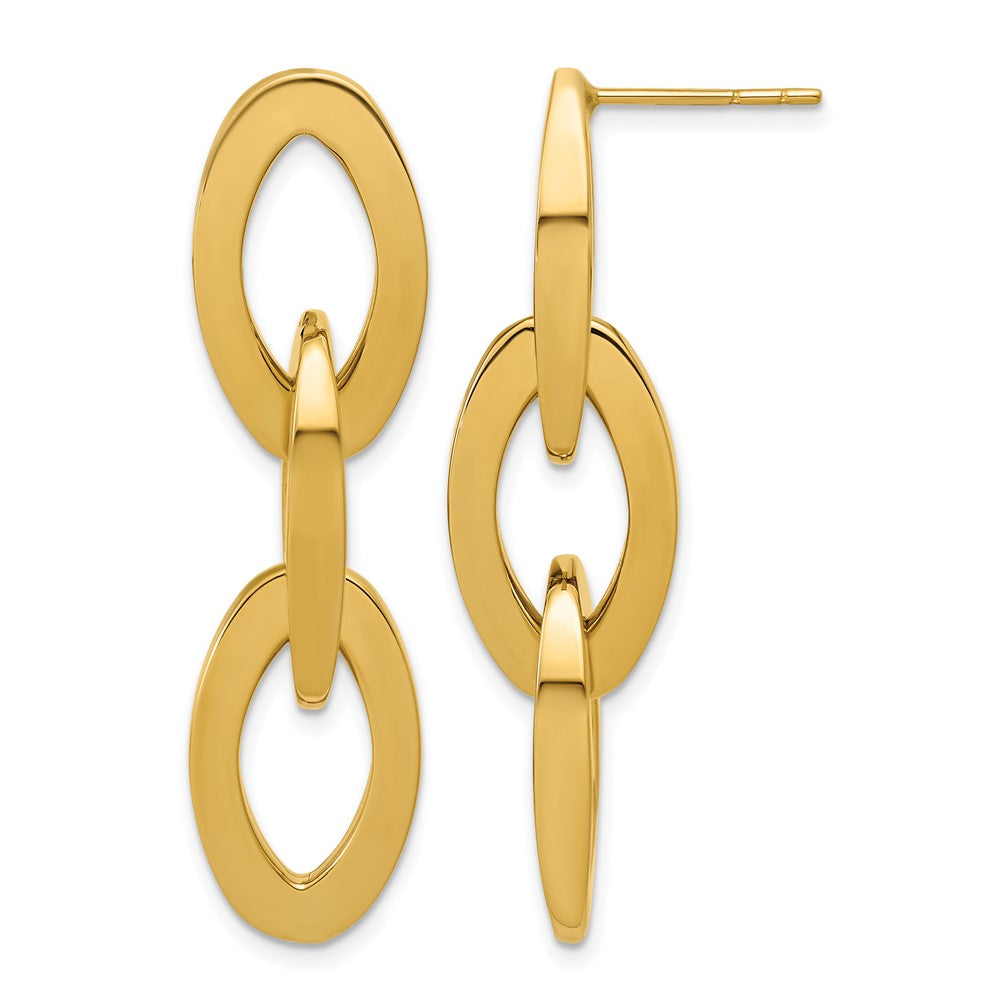 14K Polished Fancy Link Dangle Post Earrings