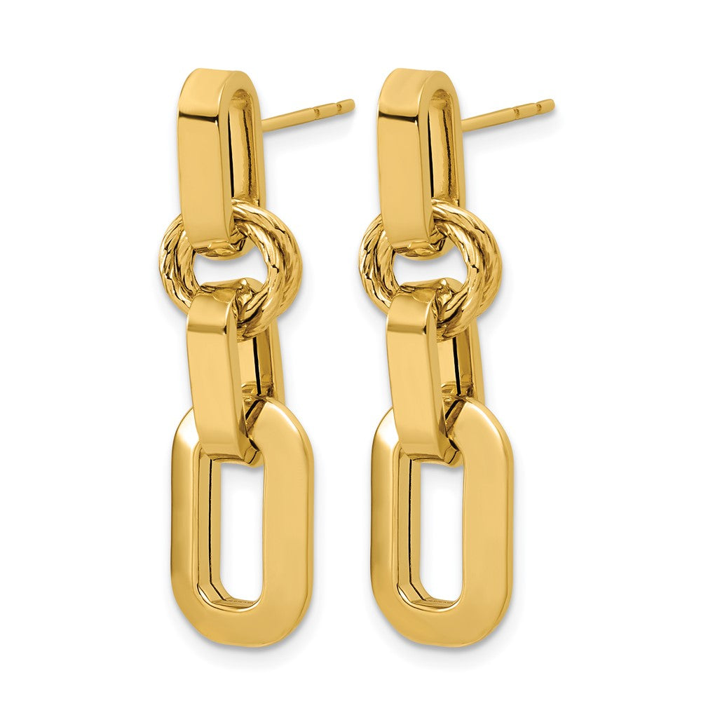 14K Polished Fancy Link Dangle Post Earrings